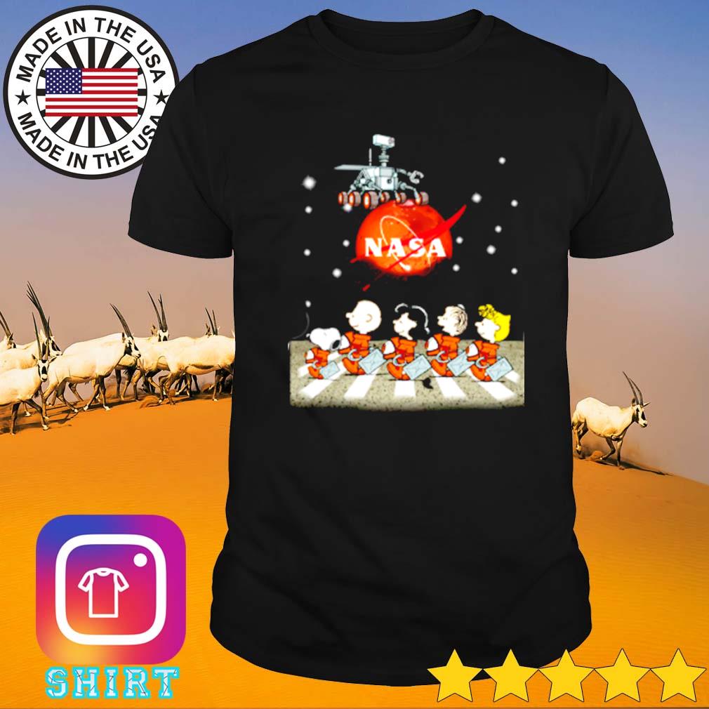 Mars nasa snoopy charlie browns with friends abbey road shirt