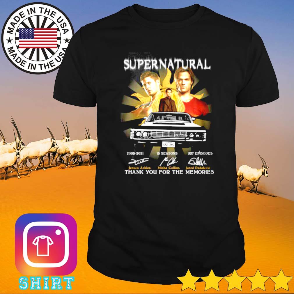 Supernatural 2005-2021 15 seasons 327 episodes thank you for the memories signatures shirt