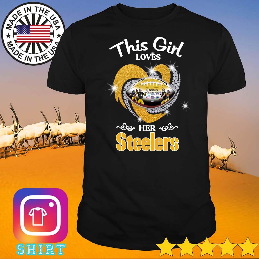 Funny This girl loves her Pittsburgh Steelers diamond heart shirt