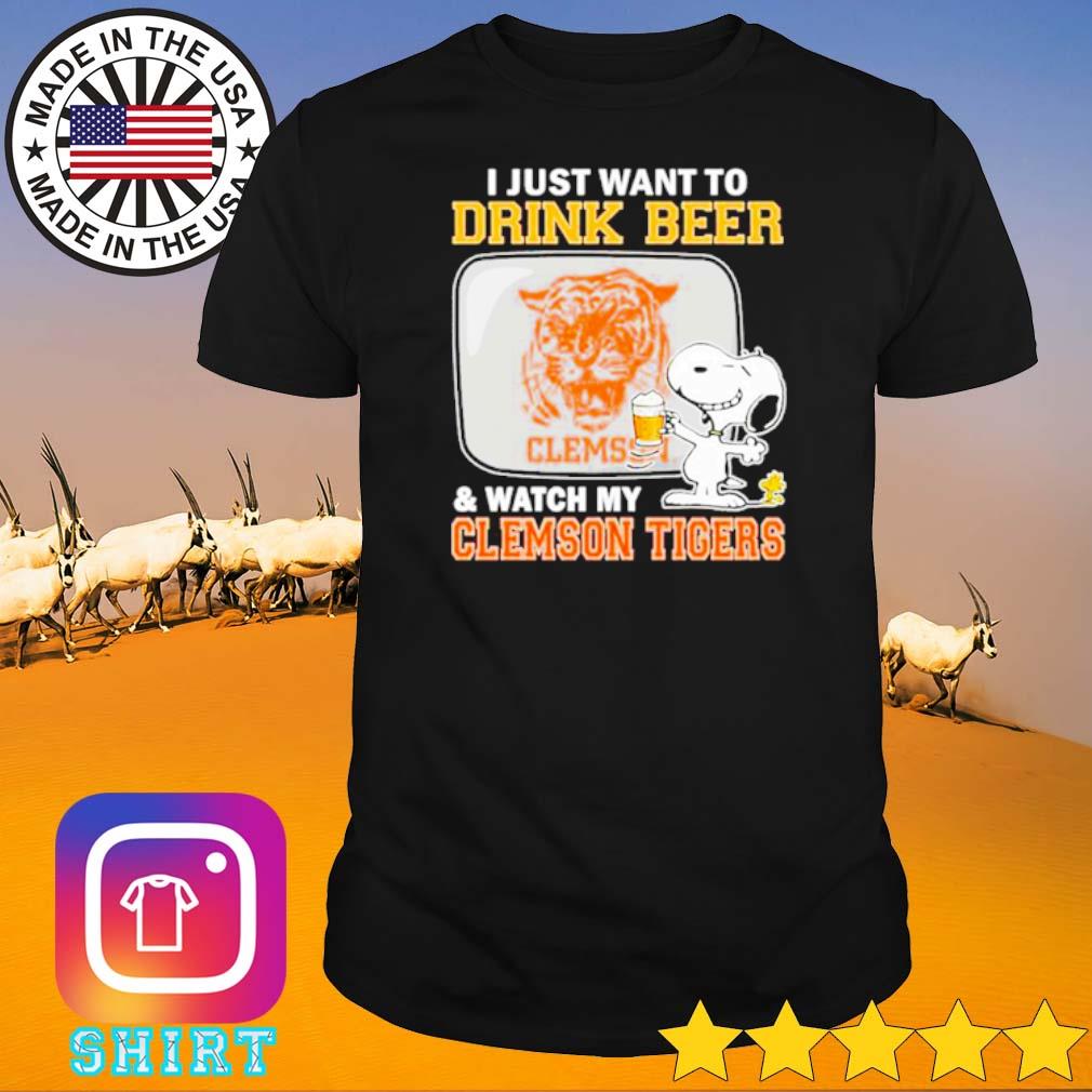 Official Snoopy I just want to drink beer and watch Clemson Tigers shirt