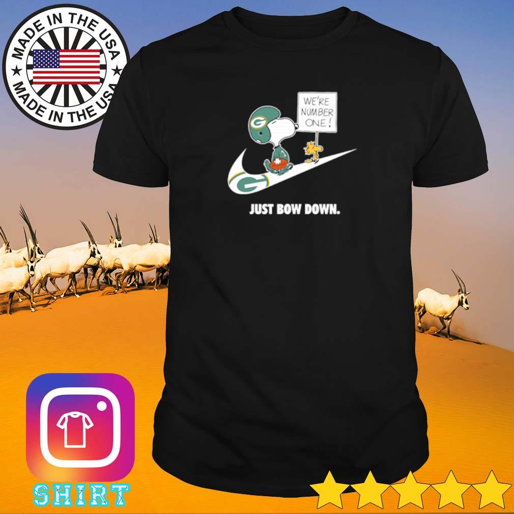 Top Green Bay Packers Nike Snoopy and Woodstock we're are number one shirt